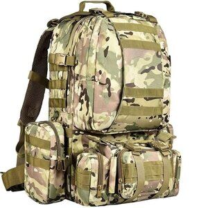 55L Tactical Backpack Military Army Rucksack Assault Pack Detachable Molle Bag